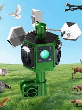 2026 New Solar Ultrasonic Bird Repeller Outdoor,Woodpecker Deterrent for House,R